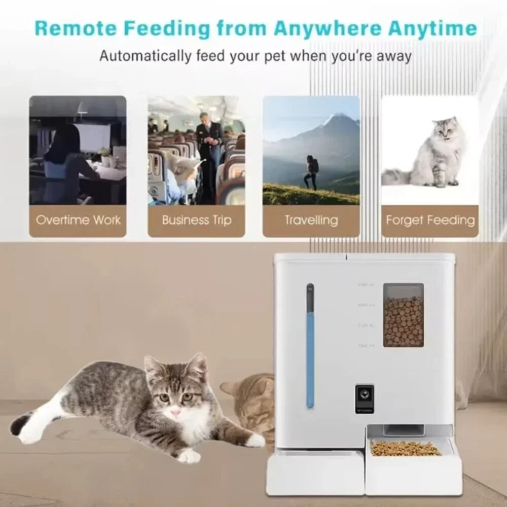 2025 New APP Control Smart Cat / Dog Feeder Food & Water Fountain With Camera